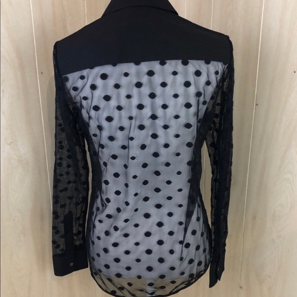Lord & Taylor Black Sheer Dress Dotted Blouse S/P - Picture 2 of 5
